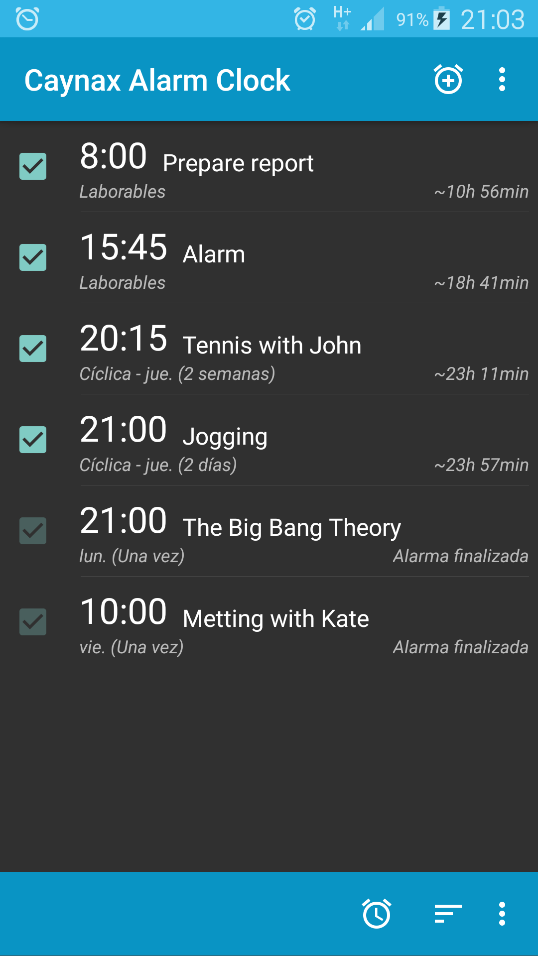 Android application Alarm clock PRO screenshort