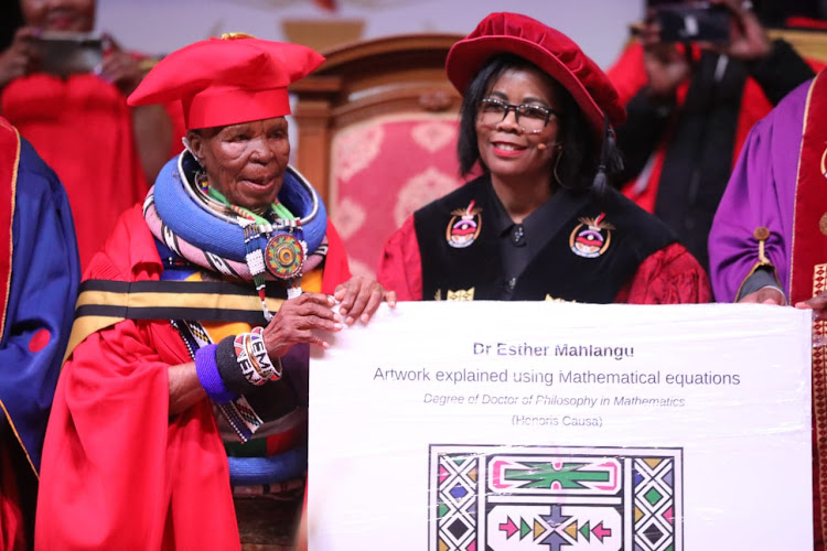 Unisa vice chancellor Prof Puleng Lenkabula, opens graduations ceremony as Dr Esther Mahlangu is conferred with a Degree in Doctor of Philosophy in Mathematics with Patterns, at the university in Tshwane.
