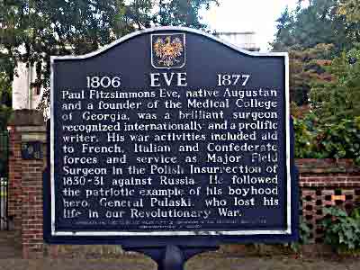 Eve (1806-1877) Paul Fitzsimmons Eve, native Augustan and a founder of the Medical College of Georgia, was a brilliant surgeon recognized internationally and a prolific writer. His war activities...