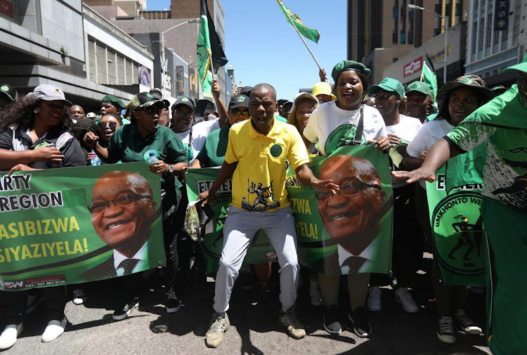 UMkhonto weSizwe party supporters marched to the Durban city hall in protest against the poor service delivery in eThekwini