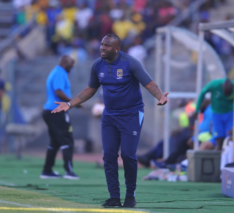 Cape Town City coach Benni McCarthy reacts during the MTN8 semifinal second leg match against Mamelodi Sundowns in Pretoria on September 2 2018. McCarthy says he is not worried about his big stomach because he is a coach.