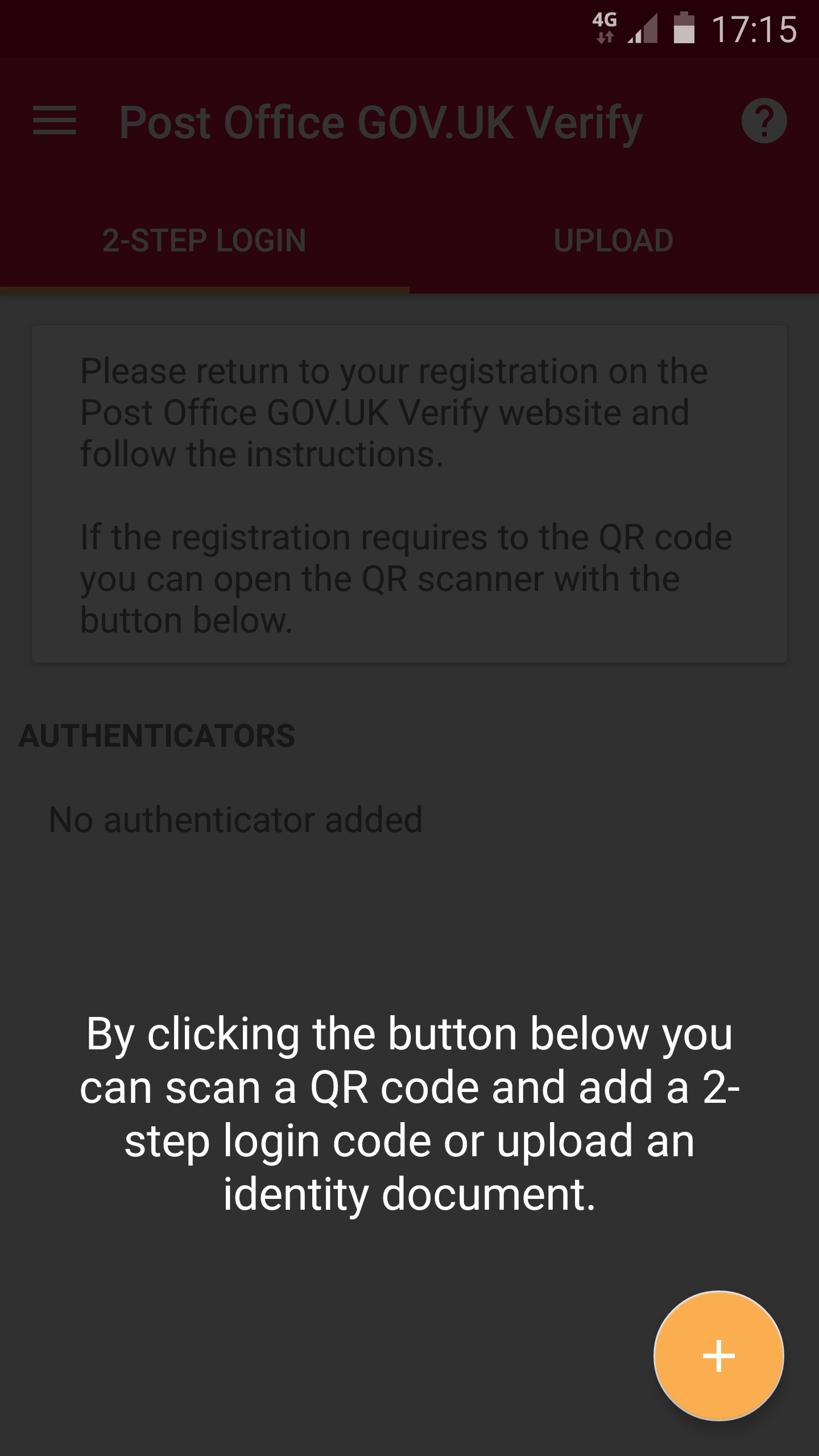 Android application Post Office GOV.UK Verify screenshort