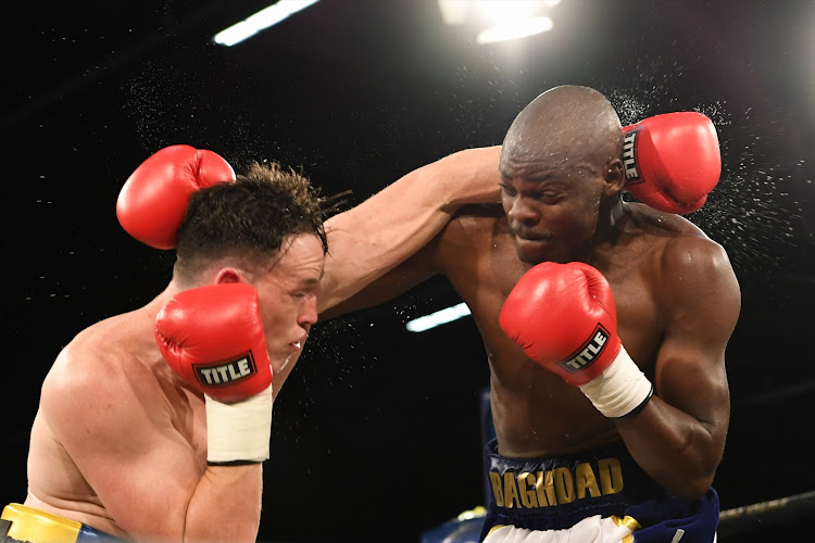 Renson Hobyani (right) and Rowan Campbell (left) during the Golden Gloves presents Reach for the Stars event at Emperors Palace on August 10, 2018 in Johannesburg, South Africa.