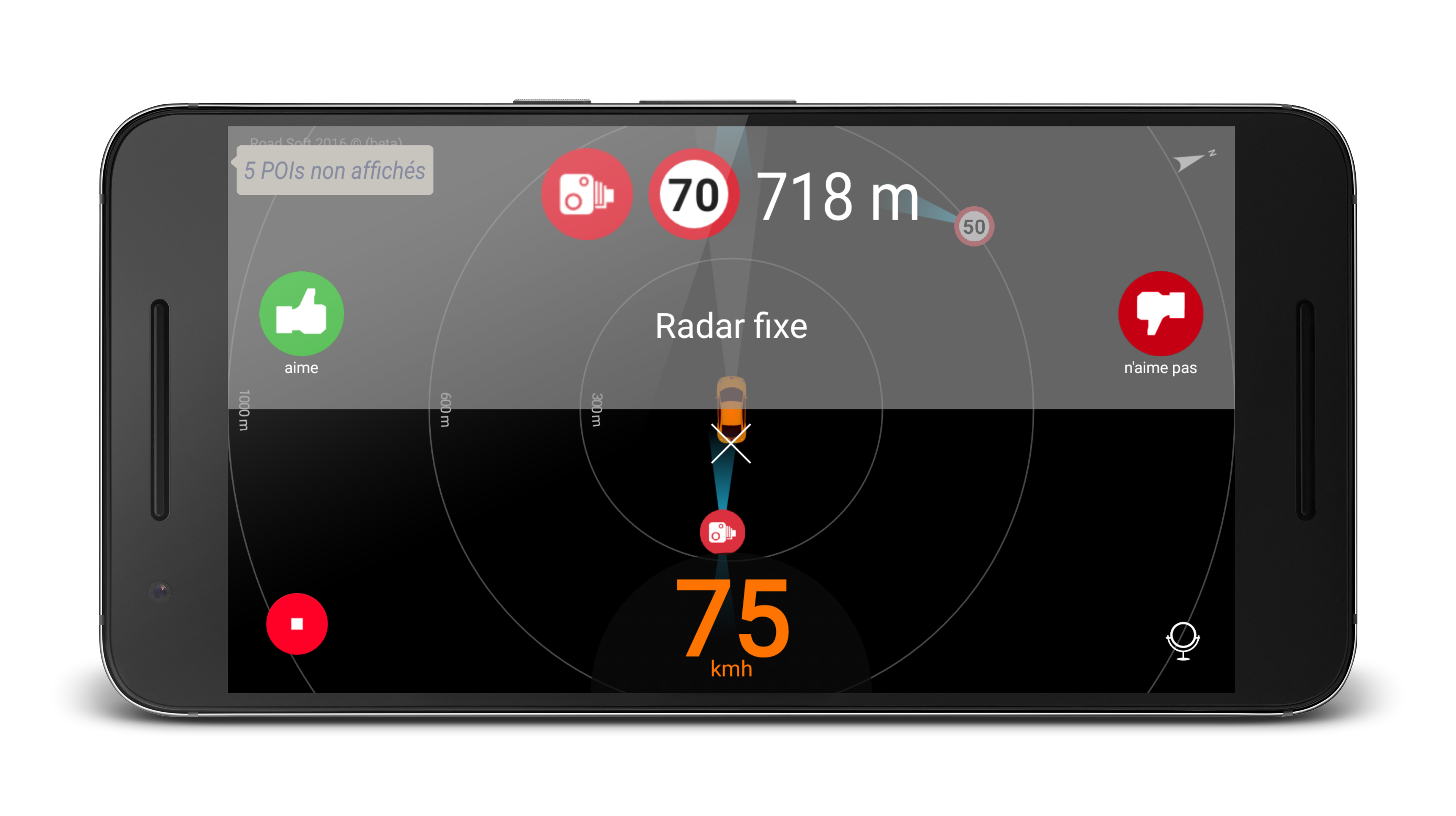Android application Speed Camera Radar (PRO) screenshort