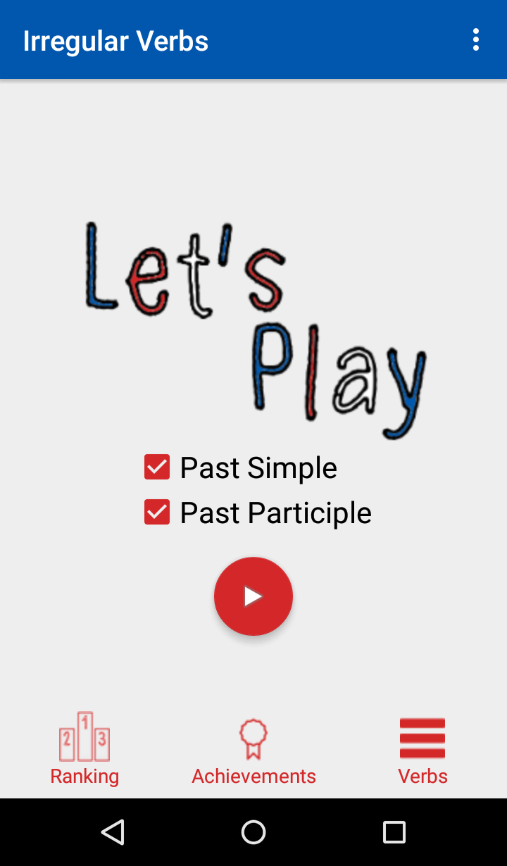 Android application Irregular Verbs screenshort