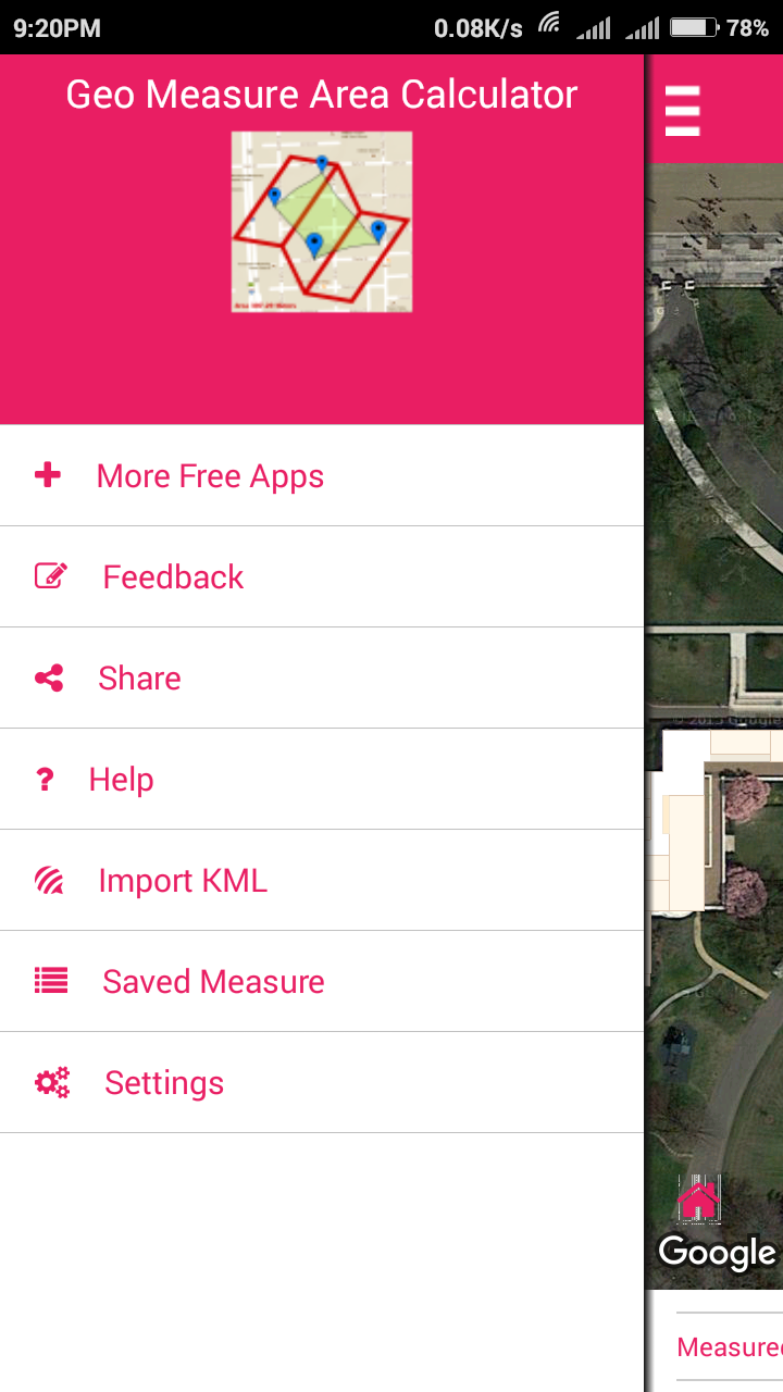 Android application Geo Measure Area calculator screenshort