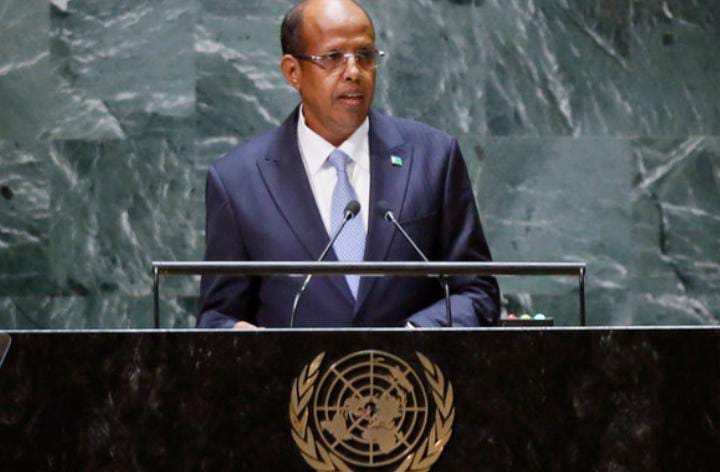 Djiboutian Foreign Minister Mahamoud Ali Youssouf addresses the 78th United Nations General Assembly at UN headquarters in New York City