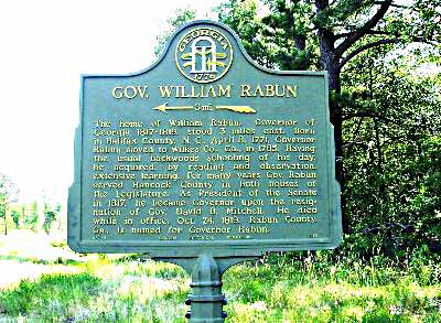 The home of William Rabun, Governor of Georgia 1817-1819. Governor Raburn moved to Wilkes Co., Ga., in 1785. Having the unusual backwoods schooling of his day, he acquired by reading and...