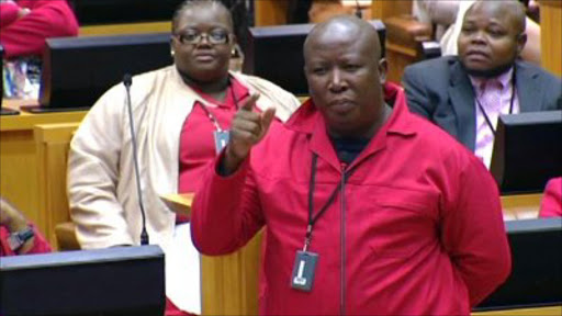 EFF leader Julius Malema raises a point of order during SONA.