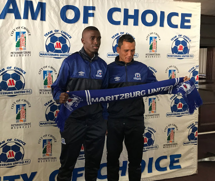 Siyanda Xulu (L) during his unveiling as the new Maritzburg United player on Thursday 3 August 2017.