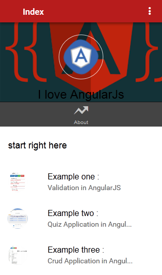 Android application AngularJs easy exemples screenshort