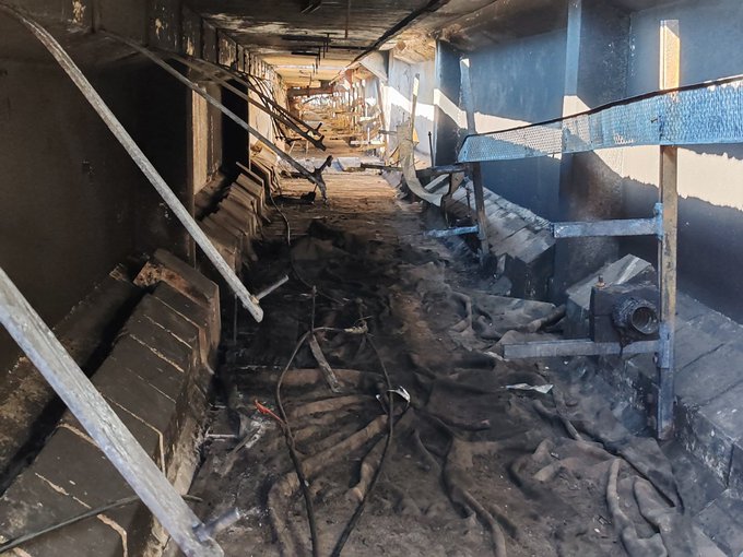 Inside the tunnels beneath the M1 highway bridge, where a fire ravaged electricity infrastructure.