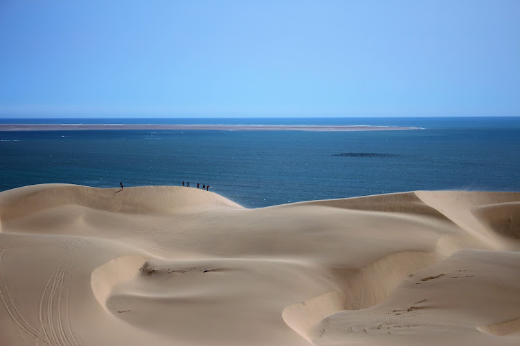 Where the sand meets the sea at Sandwich Harbour in the Namib-Naukluft National Park, Namibia.