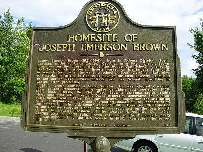 Joseph Emerson Brown (1821- 1894), born in Pickens District, South Carolina, moved to Union County, Georgia as a boy. The old Brown home was on the present site of the Woody Gap School, opened in...