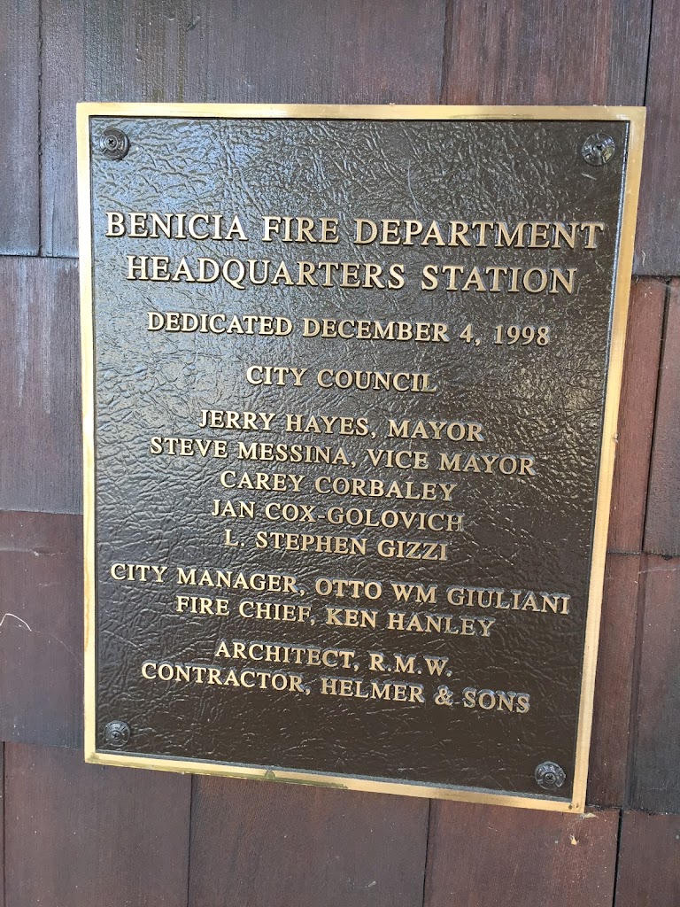 Read the Plaque Benicia Fire Department Headquarters Station
