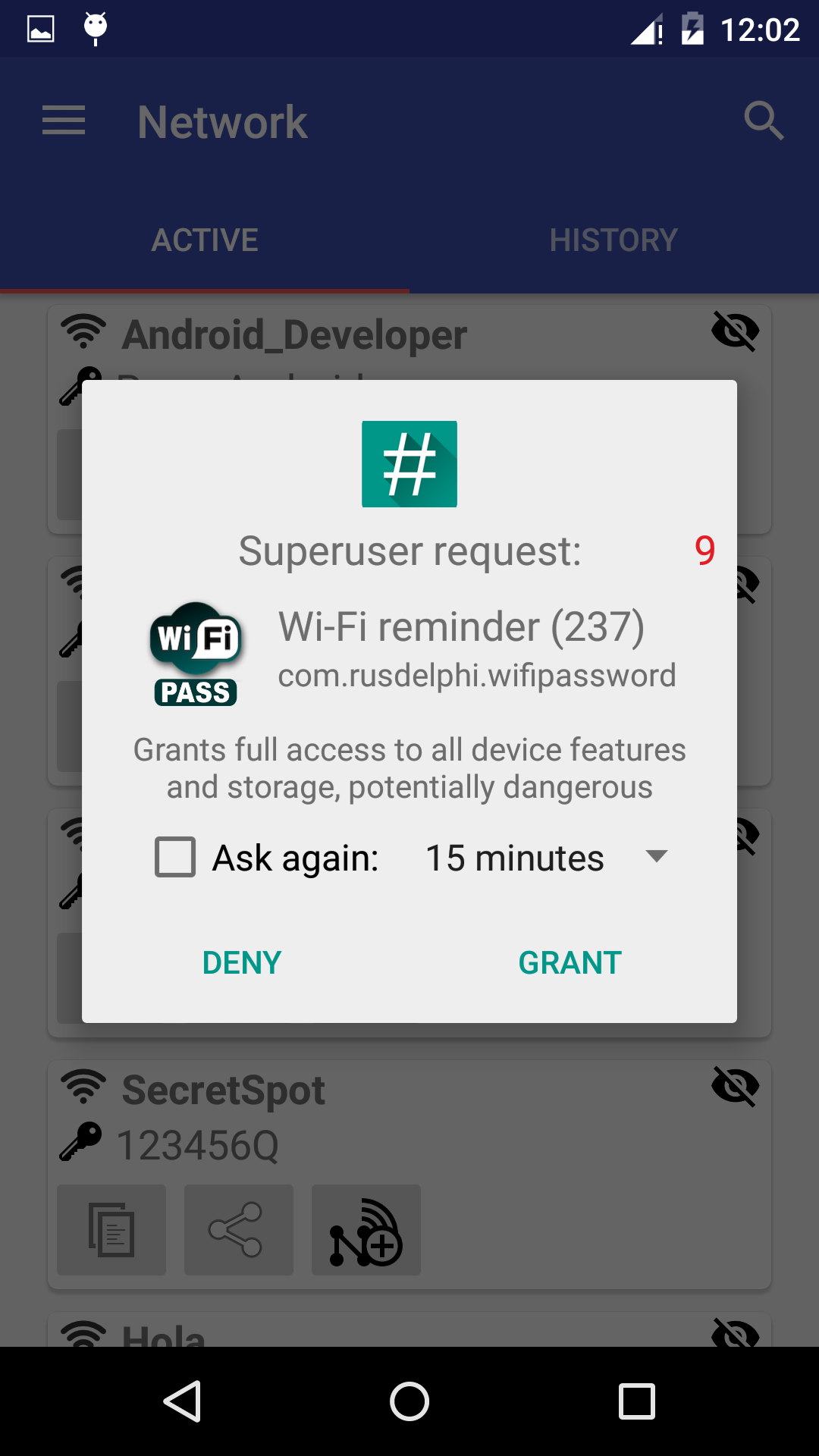Android application Wi-Fi password manager screenshort