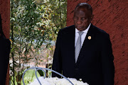 President Cyril Ramaphosa before the start of 100 days of remembrance as Rwanda commemorates the 30th anniversary of the Tutsi genocide on April 7 2024 in Kigali. During a roughly 100-day period in 1994, hundreds of thousands of members of the Tutsi ethnic group were killed by Hutu militias during the country's civil war.