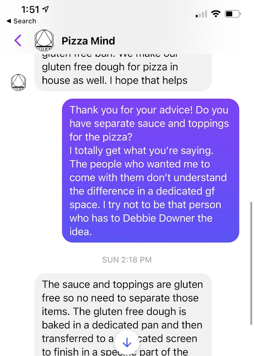 Pizza Mind gluten-free menu