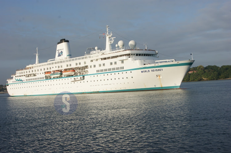 The cruise ship World Odyssey arrives at the port of Mombasa.