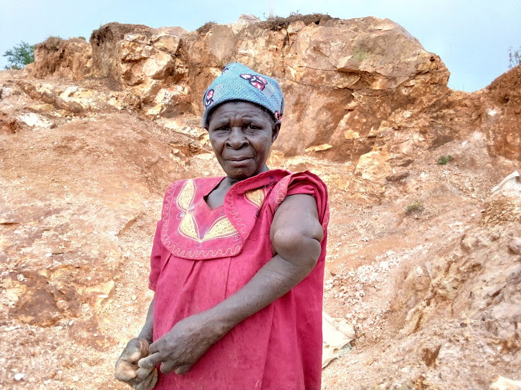 Petronilla Nyongesa, 63, whose left hand was injured by a boulder