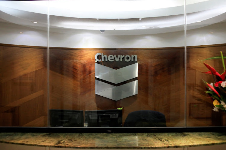 The logo of Chevron is seen at the company's office in Caracas, Venezuela. File photo: MARCO BELLO/REUTERS