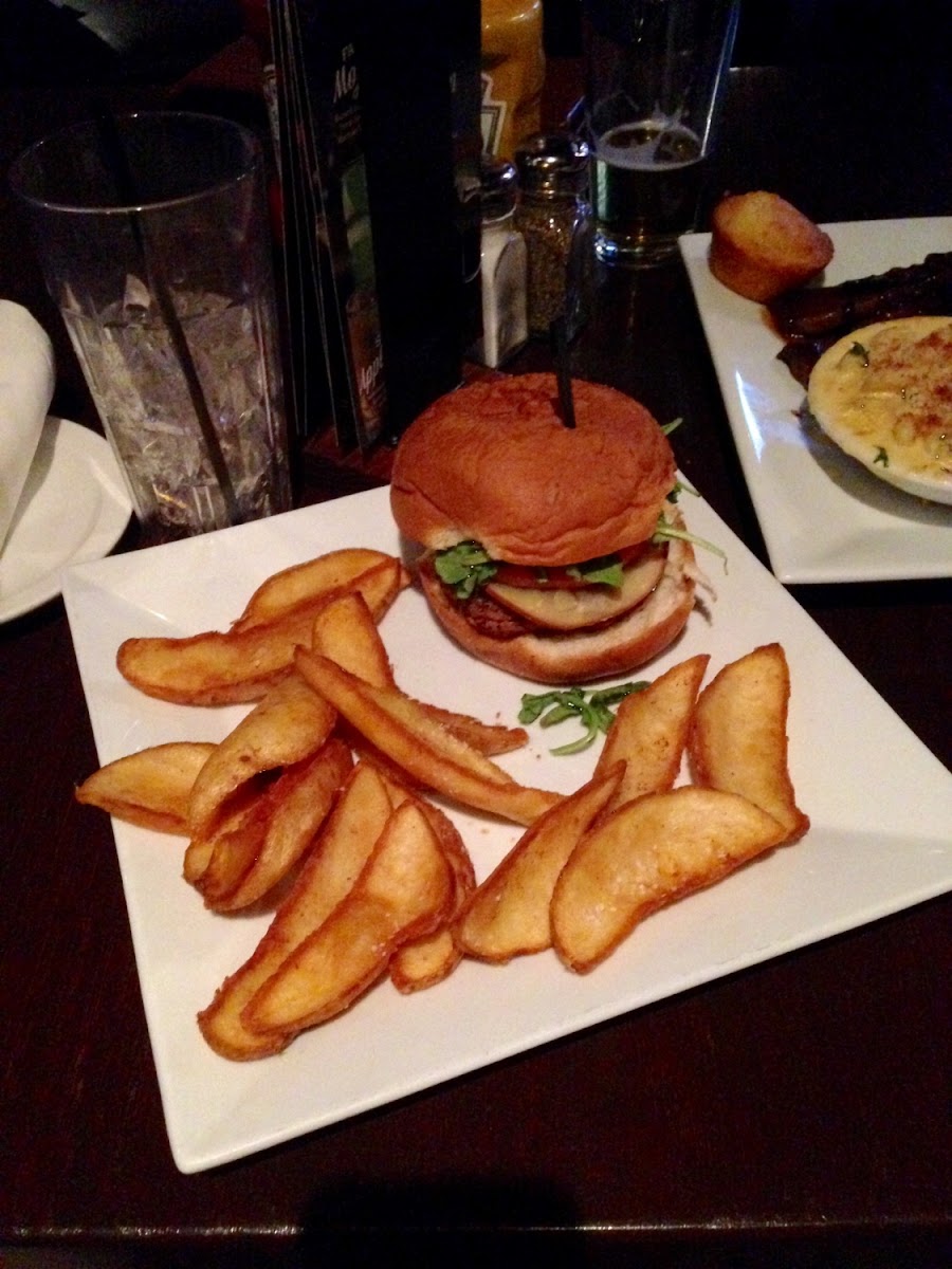 GF turkey cheese burger with GF Fries