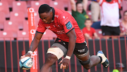 Emmanuel Tshituka dots down for the Lions in their run away 44-12 URC win over Leinster at Ellis Park on Saturday. Tshituka walked off with the man of the match award.