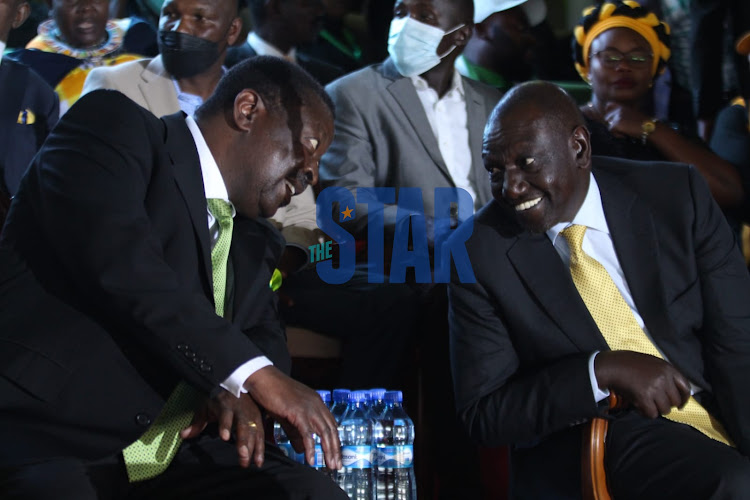 ANC leader Musalia Mudavadi and DP William Ruto at Bomas of Kenya on January 23, 2022/ ANDREW KASUKU