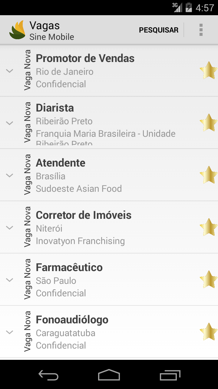 Android application SINE - Vagas de Empregos screenshort