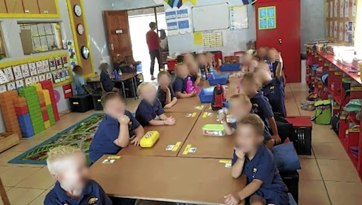The picture taken by a teacher that caused outrage when it was shared on social media in January 2019.