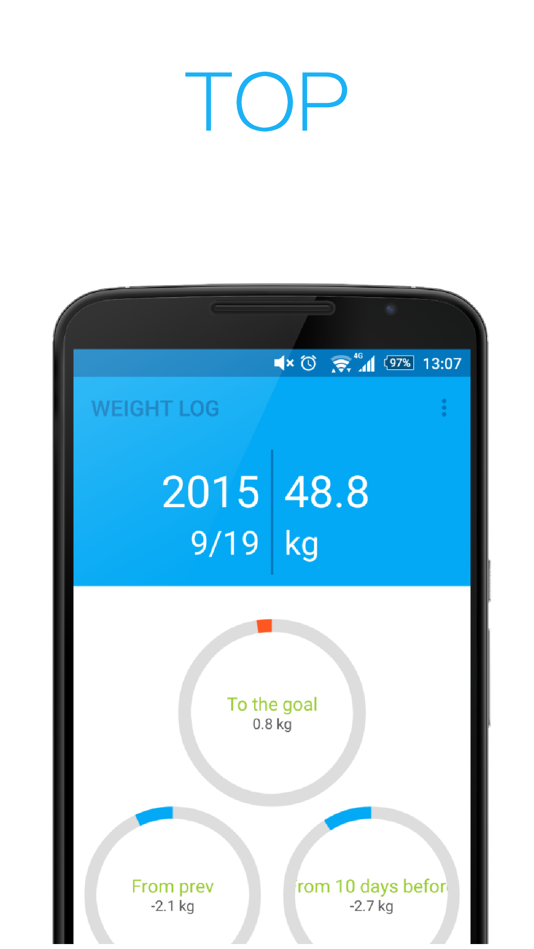 Android application WEIGHT LOG screenshort