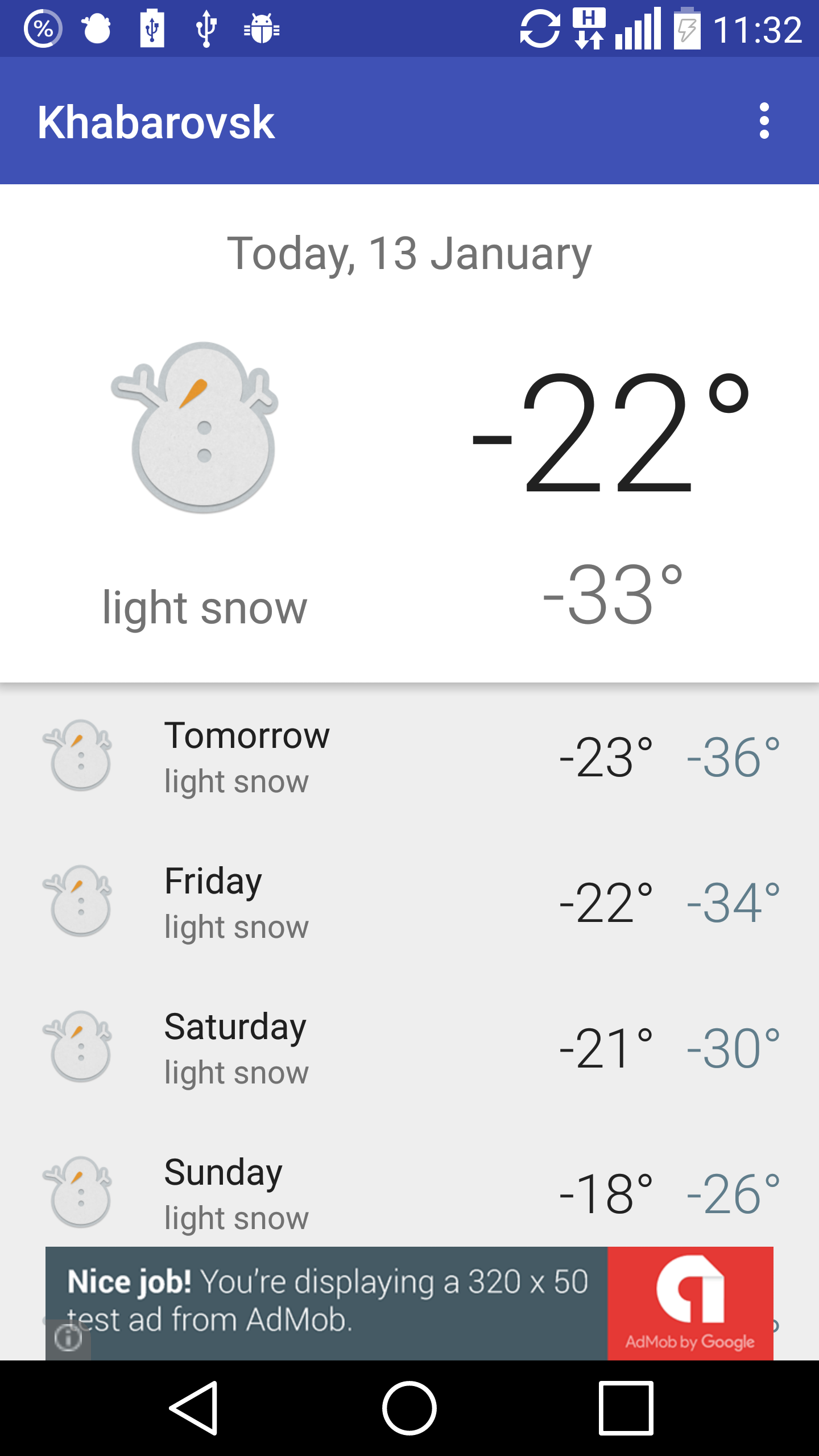 Android application Khabarovsk, RU - weather screenshort