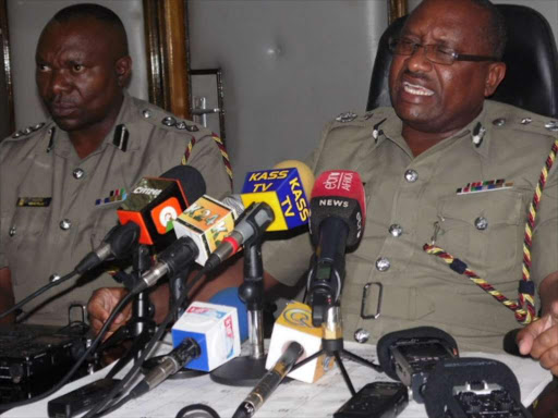 Nairobi police commander Japheth Koome and his deputy Mwakio Nyambu. PHOTO/FILE