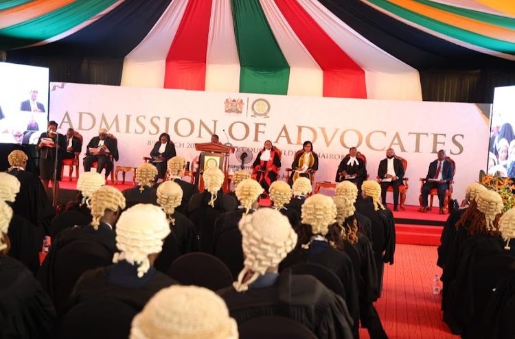 Chief Justice Martha Koome presides over the admission of 339 advocates to the bar at the Supreme Court on Friday, March 8, 2024.