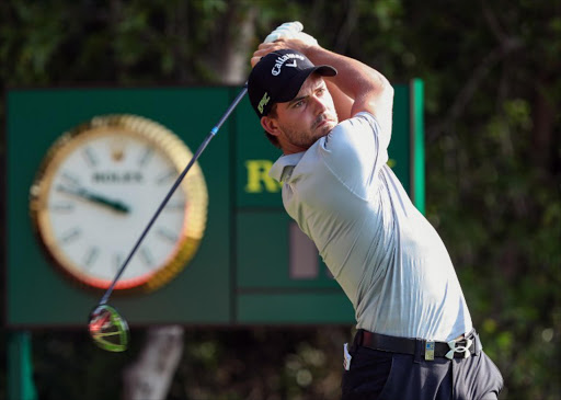 Haydn Porteous of South Africa ponders after taking a shot during the second round of the Abu Dhabi Golf Championship in the capital of the United Arab Emirates on January 20, 2017.