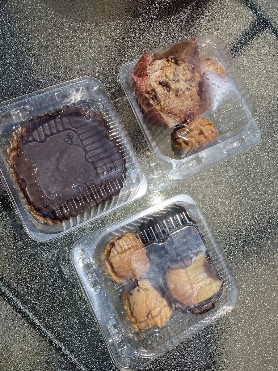 Mini-scones, mini-cheesecakes, coffee cake muffin, chocolate torte