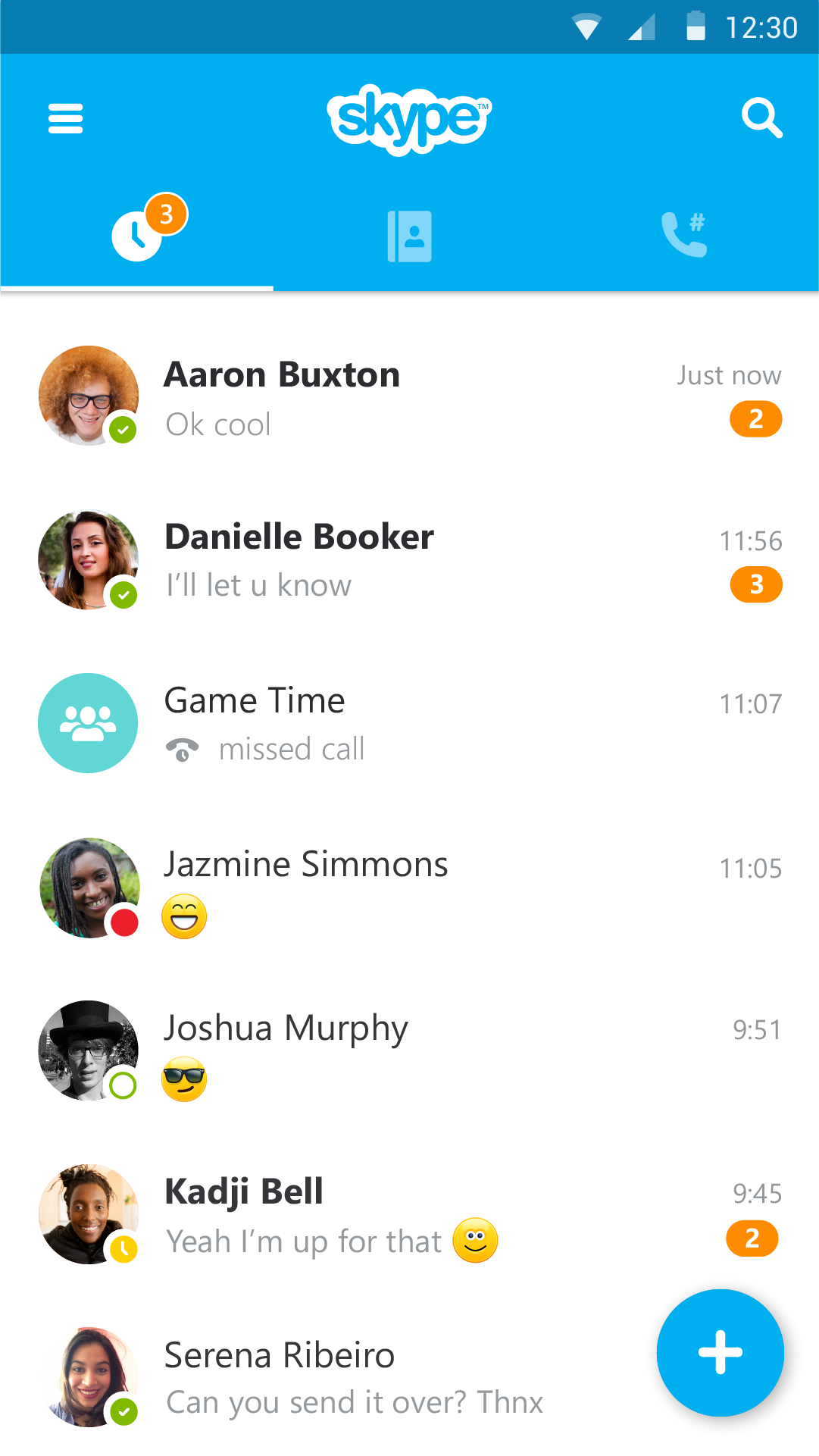 Android application Skype screenshort