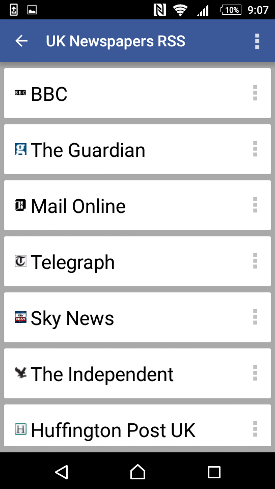 Android application UK Newspapers RSS screenshort