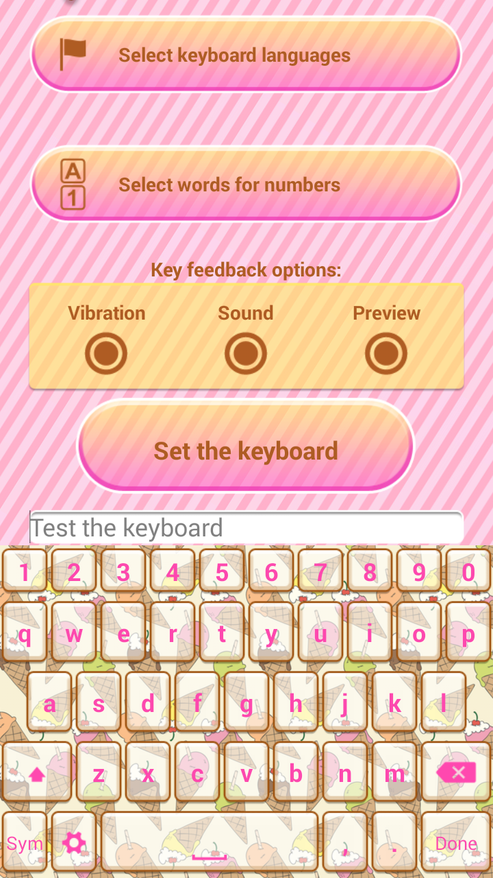 Android application Ice Cream SMS Keyboard Theme screenshort