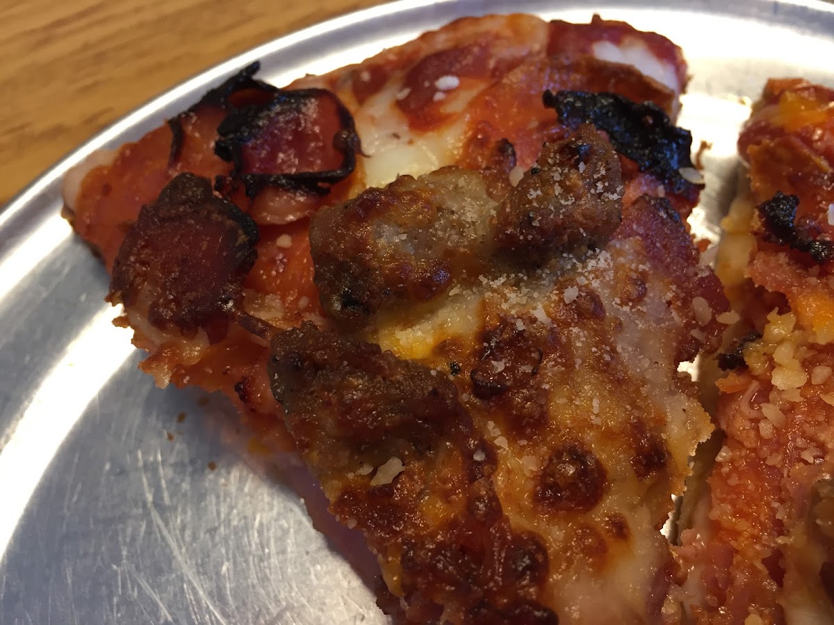 The Carnivore on gf crust. The crust is crispy, the ingredients fresh and delish.