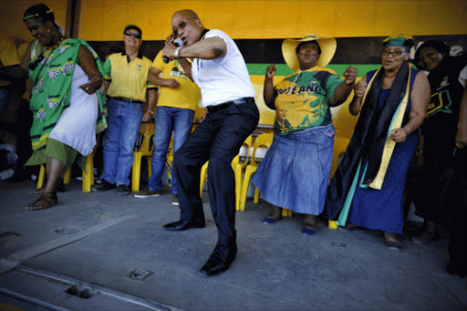 President Jacob Zuma visits Kayamandi Township on January 7, 2015 just outside Stellenbosch in Cape Town, South Africa. Zuma visited the area to encourage the community to attend the ANC's 103rd birthday celebrations which will be held in Cape Town on Saturday