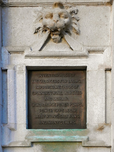 John Kay was a prolific inventor. Plaques around the sides of SD8010 : Kay Monument, Bury commemorate his other inventions as well as the 'flying shuttle', for which he is most famous. This one is...