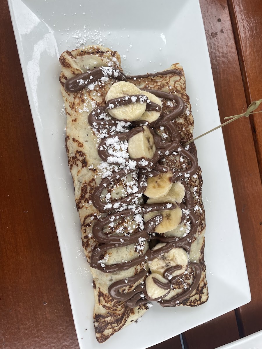 Nutella and banana crepe.   Took half home for the next day.
