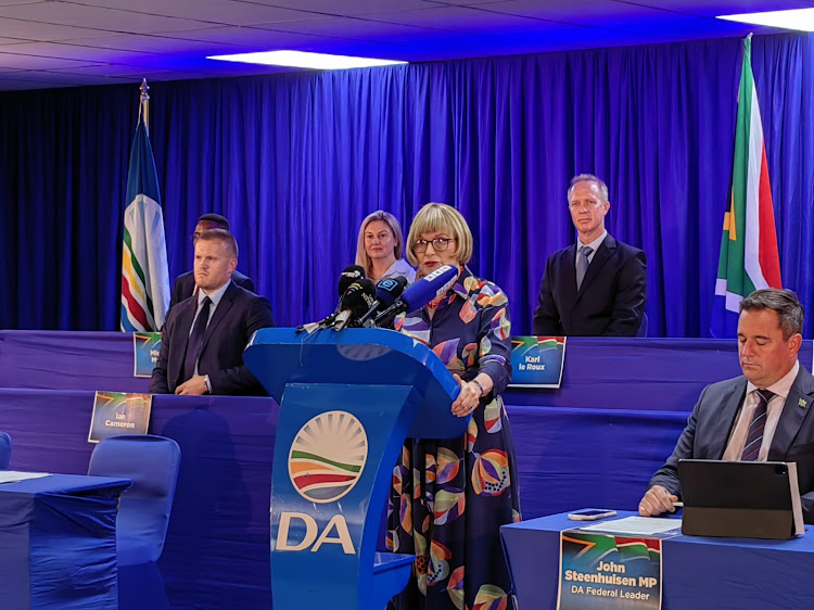 DA federal council chairperson Helen Zille presented a briefing on the process undertaken to select its candidates at the party's Nkululeko House in Bruma, Johannesburg.