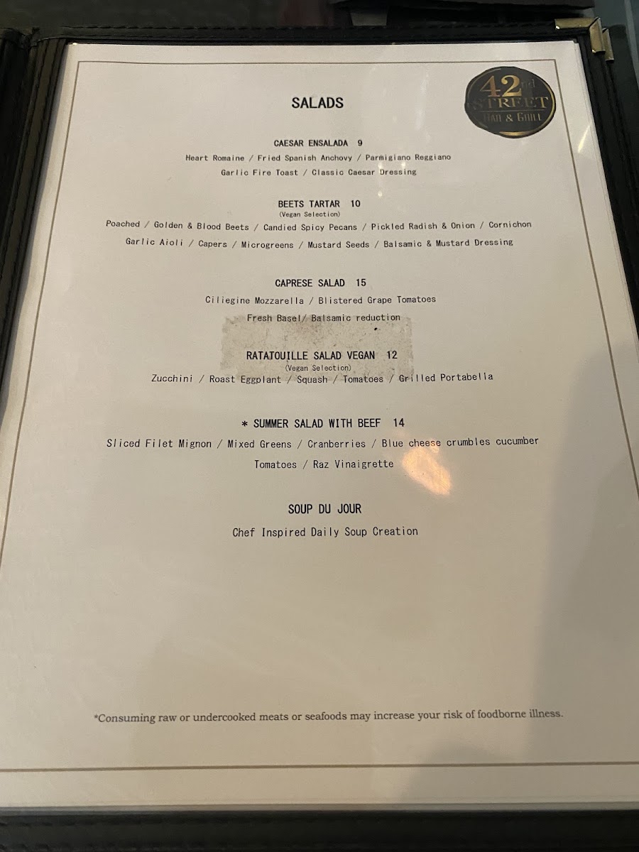 42nd Street Bar and Grill gluten-free menu