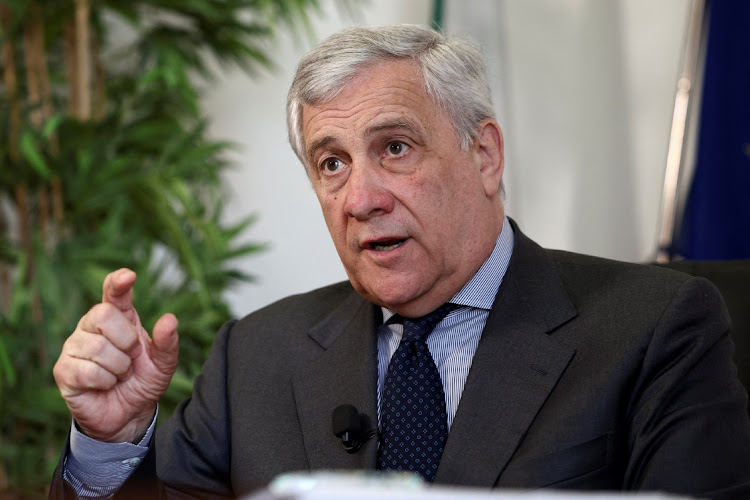 Italian foreign minister Antonio Tajani gestures as he speaks during an interview with Reuters in Rome, Italy, on April 15 2024.