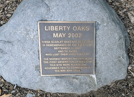 LIBERTY OAKS MAY 2002   THESE SCARLET OAKS ARE DEDICATED IN REMEMBRANCE OF THE EVENTS OF SEPTEMBER 11, 2001AND TO THOSE WHO LOST THEIR LIVES THAT DAY.   THE NORWAY MAPLES THAT GREW AS THE FIRST...