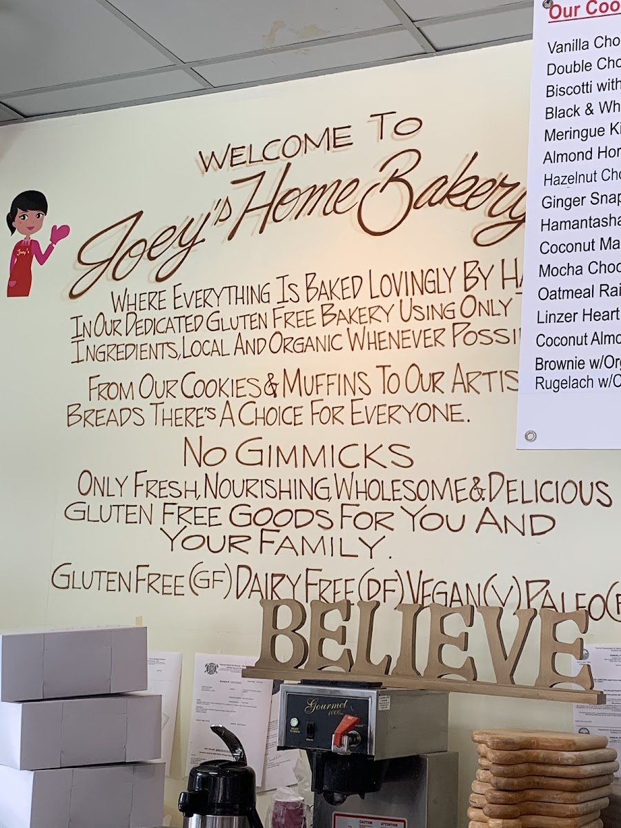 Joey's Home Bakery gluten-free menu