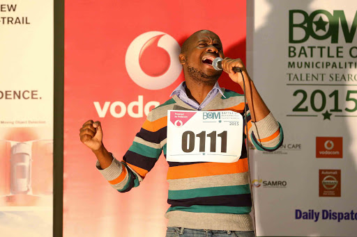 GETTING VOCAL: Lonwabo Qwele sings at the Battle of the Municipalities Gospel Music Talent Search audition held at the Orient Theatre on Saturday. He was one of 68 hopefuls that day Picture: STEPHANIE LLOYD