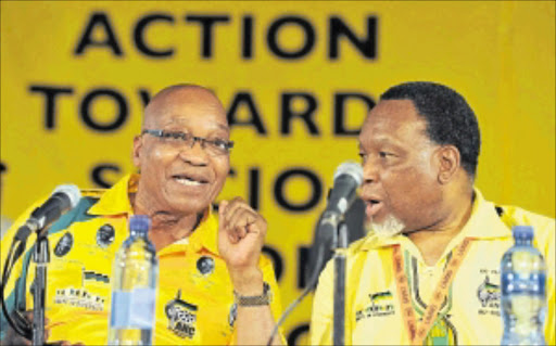 ARCHRIVALS: ANC President Jacob Zuma and his deputy, Kgalema Motlanthe, at the ANC's 53rd National Conference being held in Mangaung. PHOTOs:GCIS